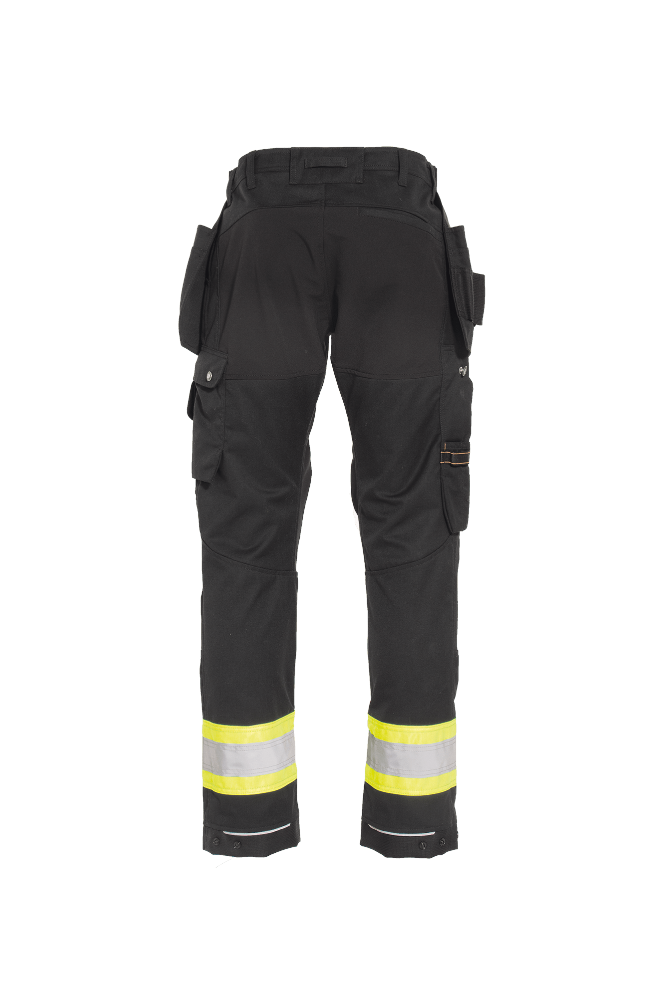 Comfort Stretch dame håndværkerbuks m/hi-vis - tranemoshop.dk #farve_sort gul