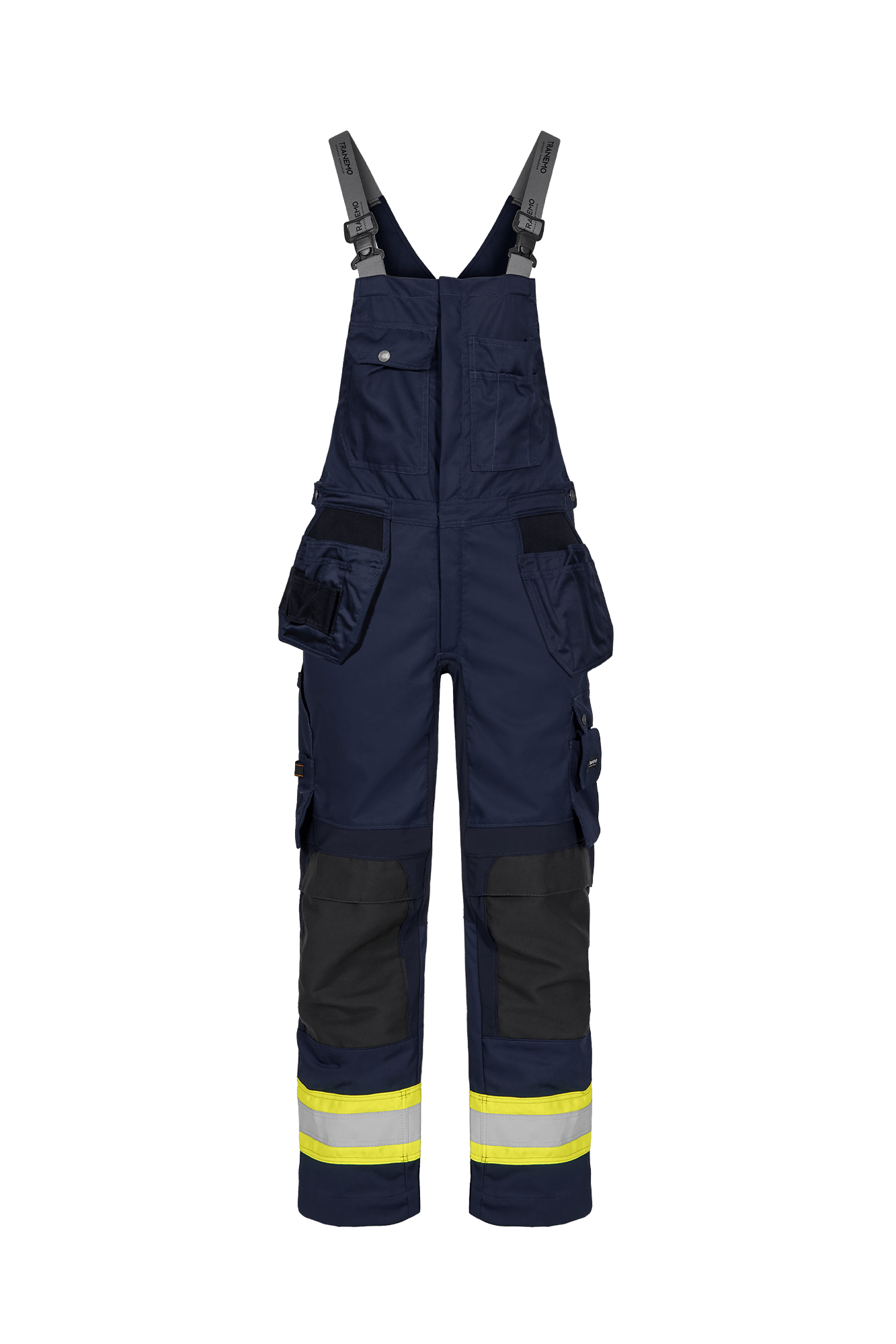 Comfort Stretch Vision Håndværker Overall m/hi-vis - tranemoshop.dk #farve_gul marineblå